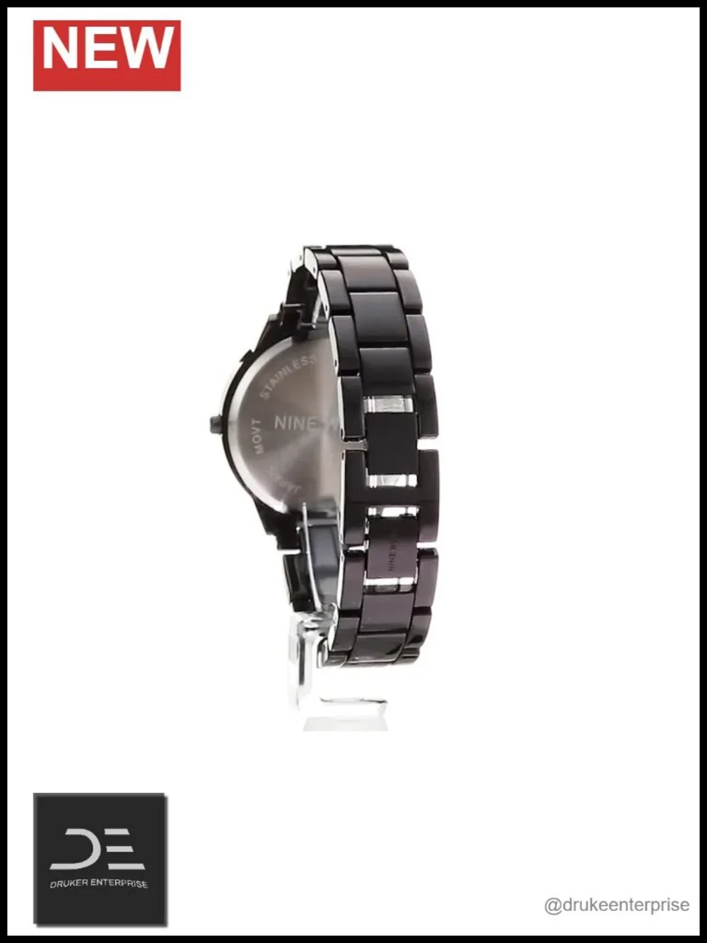 Women's Gunmetal Bracelet Watch with Mineral Crystal